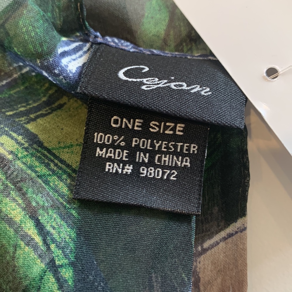 Cejon Scarf / Wrap, 100% Polyester, Blue, Green, & Tan, NWT - Picture 8 of 11